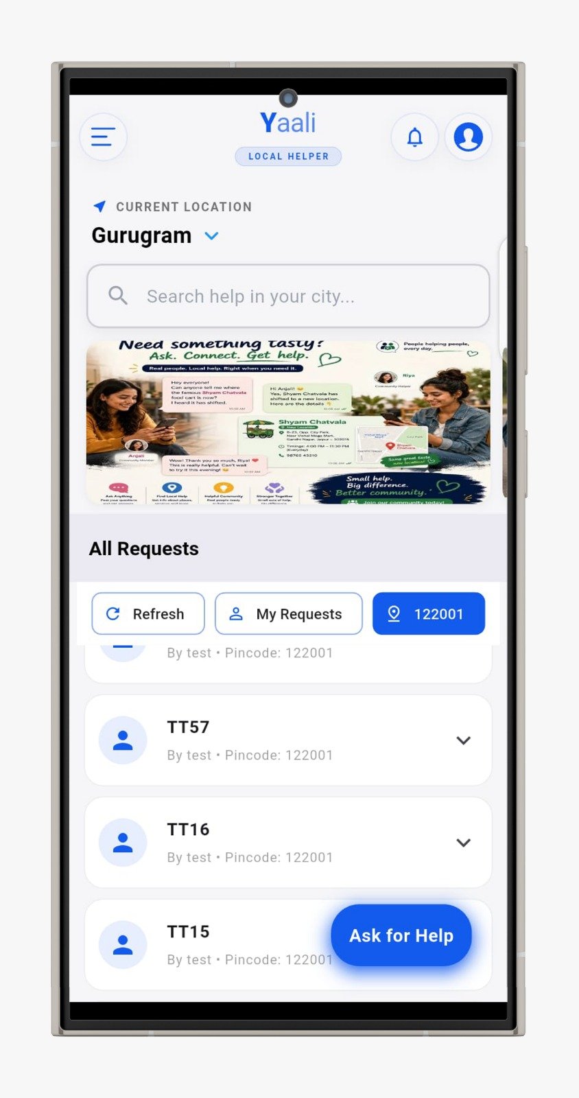 Yaali App Home Screen Preview